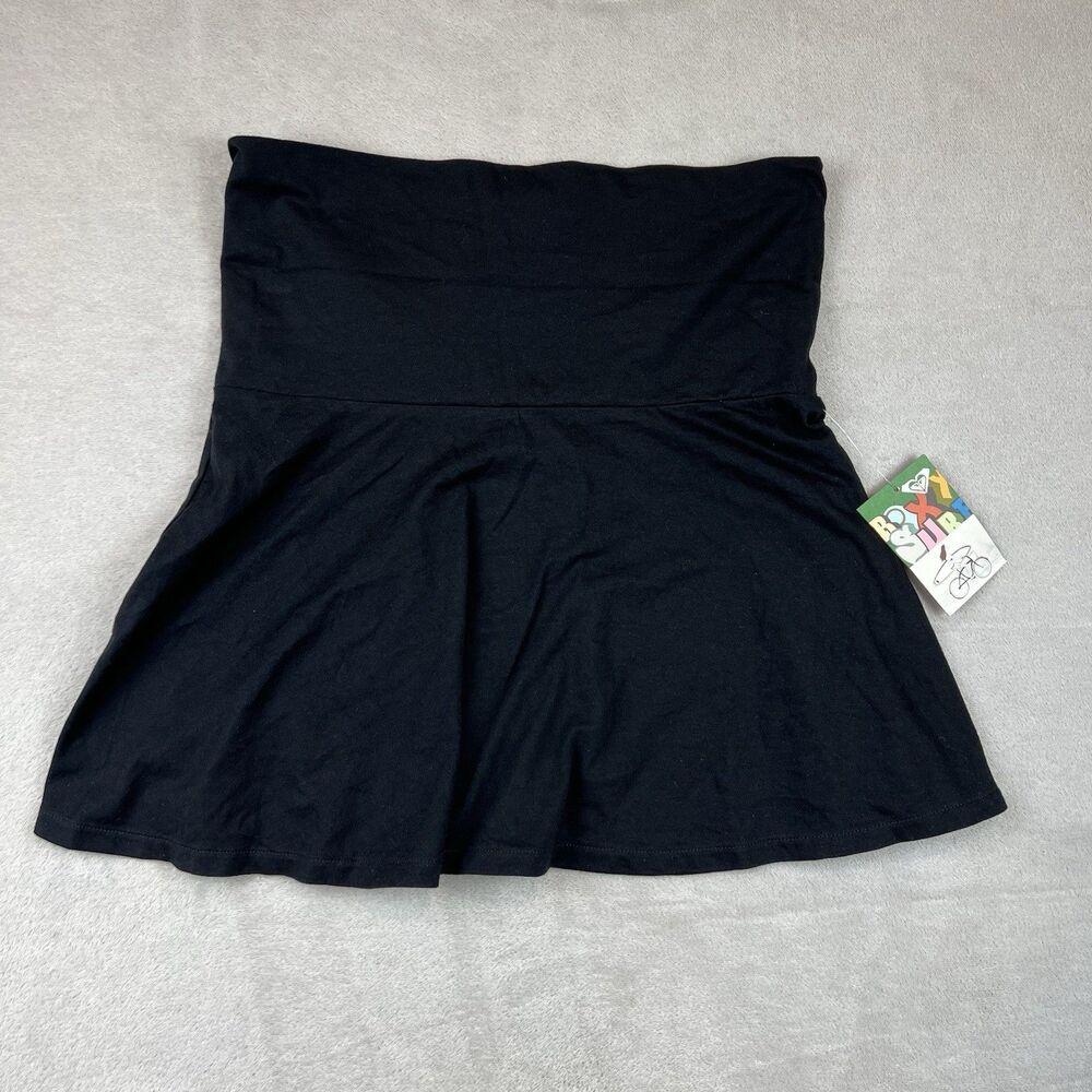 ROXY Women’s Black Miami Beach Skirt Size M Surf Logo Cotton Modal